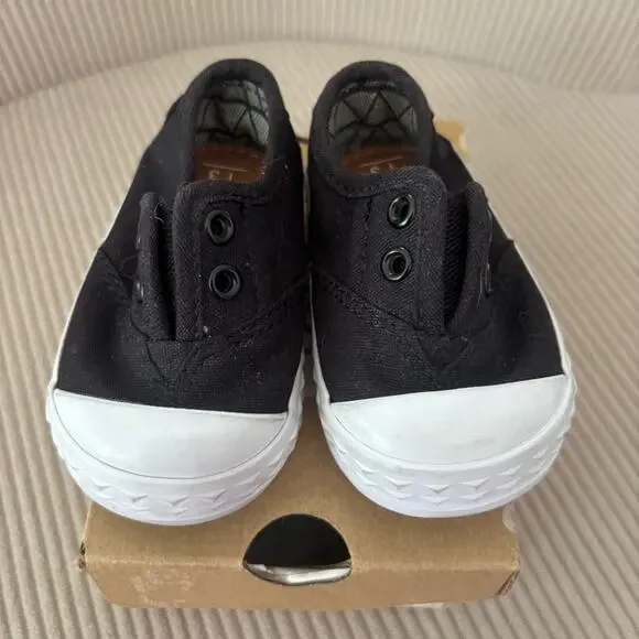 Toms Shoes Tiny Baby Black Canvas Sneakers Slip On 3C - Picture 5 of 7